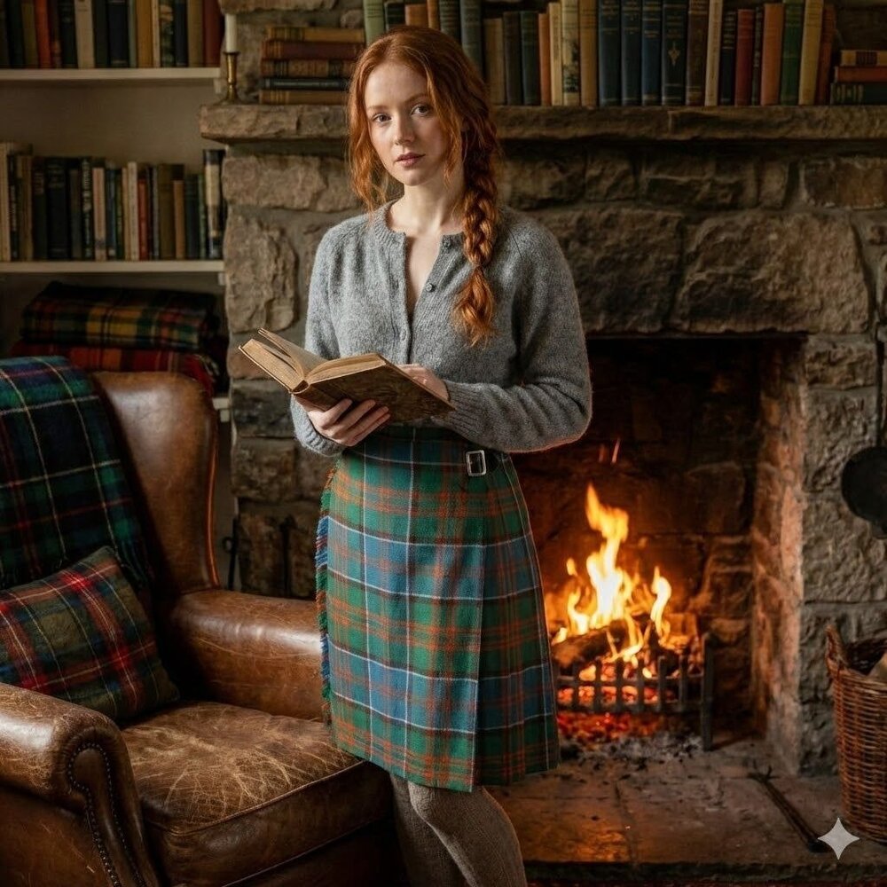 Vintage 70s Scotch House Plaid Pleated Wrap Kilt Skirt Fringe Dark Academia XXS